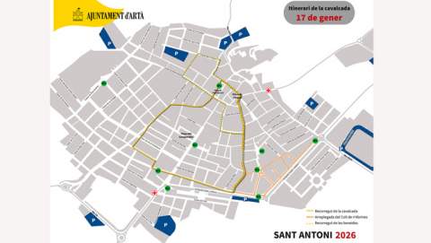 Sant Antoni 2026. Aquest és l'itinerari de la cavalcada d'aquest dissabte 17 de gener