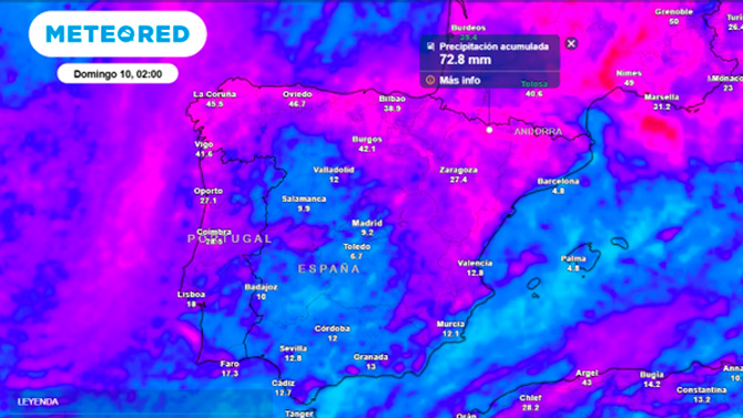 Meteored avisa de una semana con lluvias casi generalizadas y fenómenos adversos en España